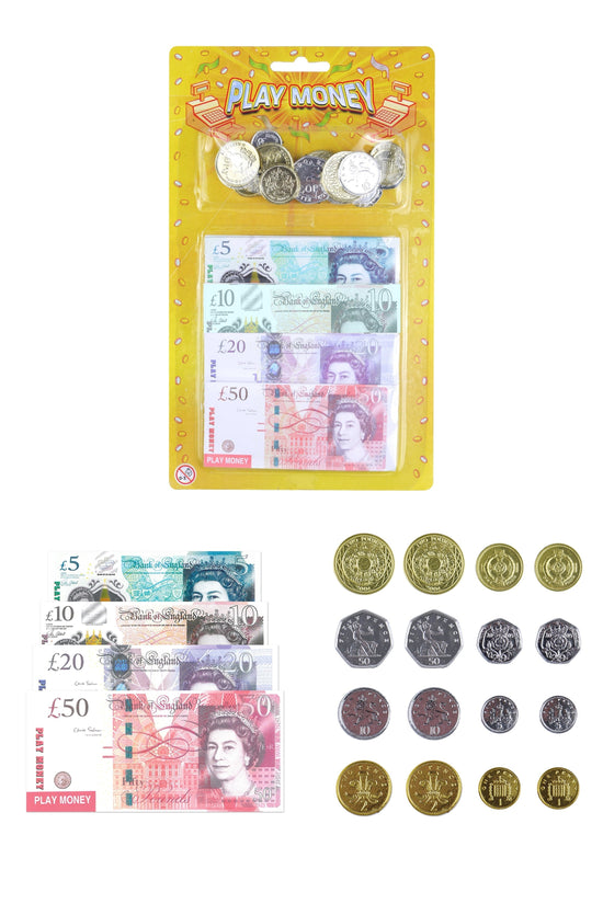 Educational Kids Fake Play Money Set with Realistic Notes and Coins
