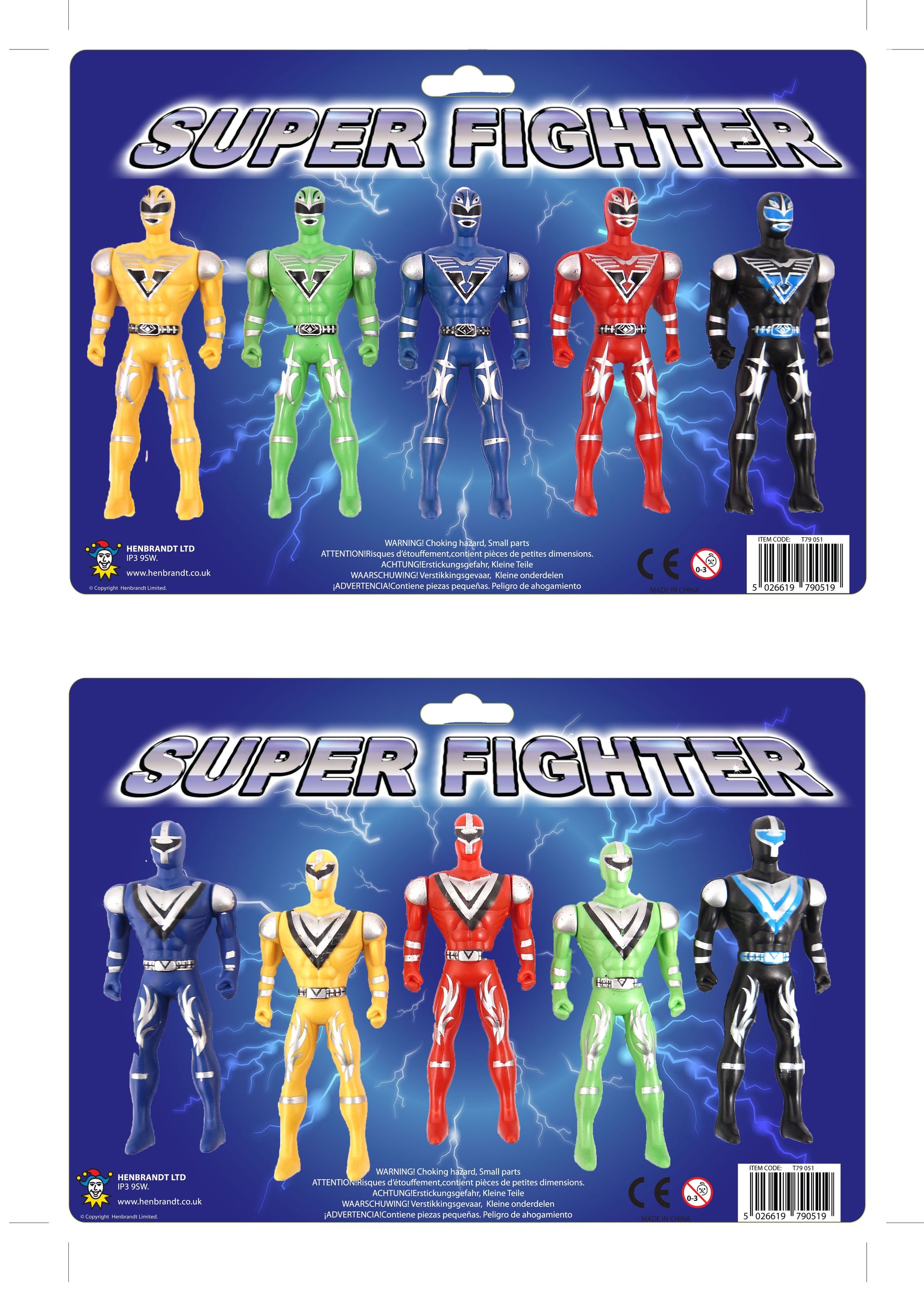 Childrens Super Fighters Set of 5 Assorted 10cm Action Figures