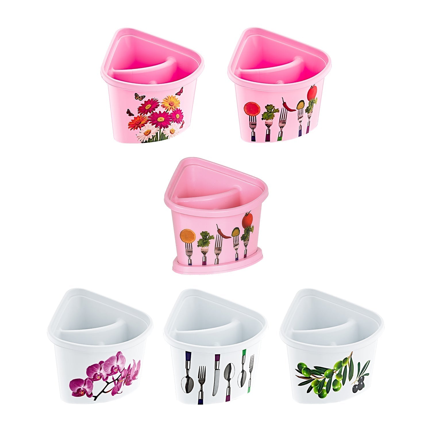 Colorful Plastic Silverware Cutlery Holder Assorted Designs TA320