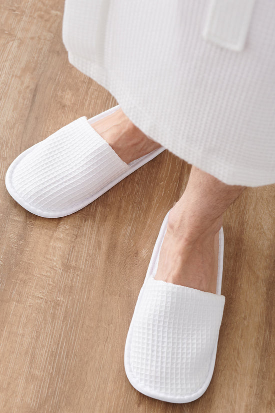 Waffle Mule Slippers Unisex Adult Homewares Towelling Gift