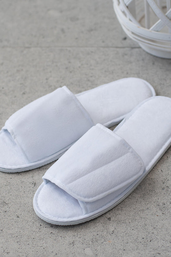 Adjustable Open Toe Slippers with Hook and Loop Fastening
