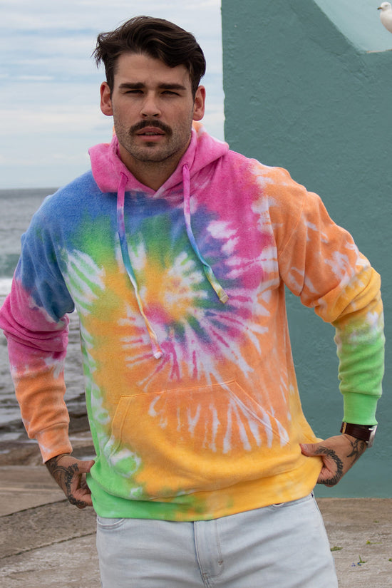 Colortone Rainbow TieDye Hoodie Unisex Adult Hoodie
