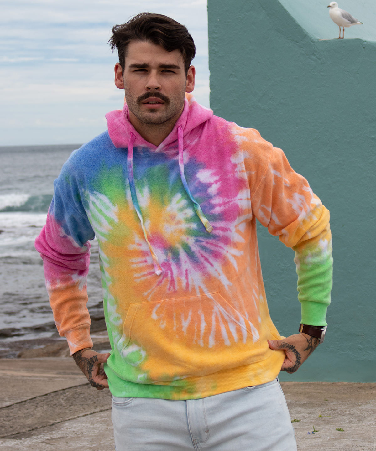 Colortone Rainbow TieDye Hoodie Unisex Adult Hoodie