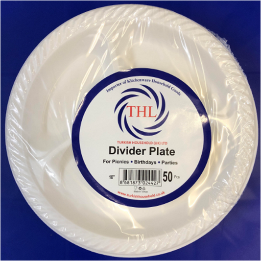 50Pack 10Inch Disposable White Divider Plates