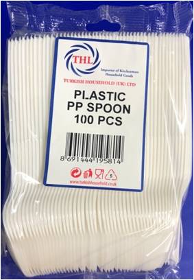 Durable Plastic Reusable White Spoons Pack of 100