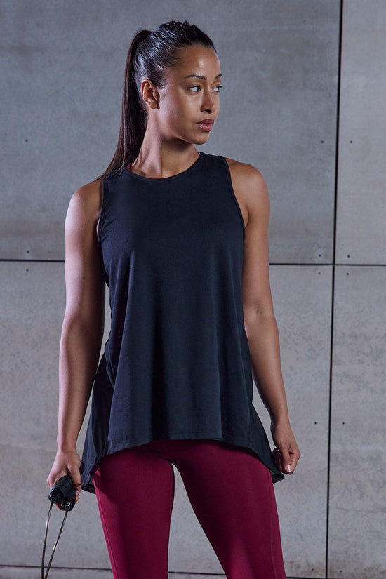 Tombo Womens Open Back Sports Vest with Split Detail