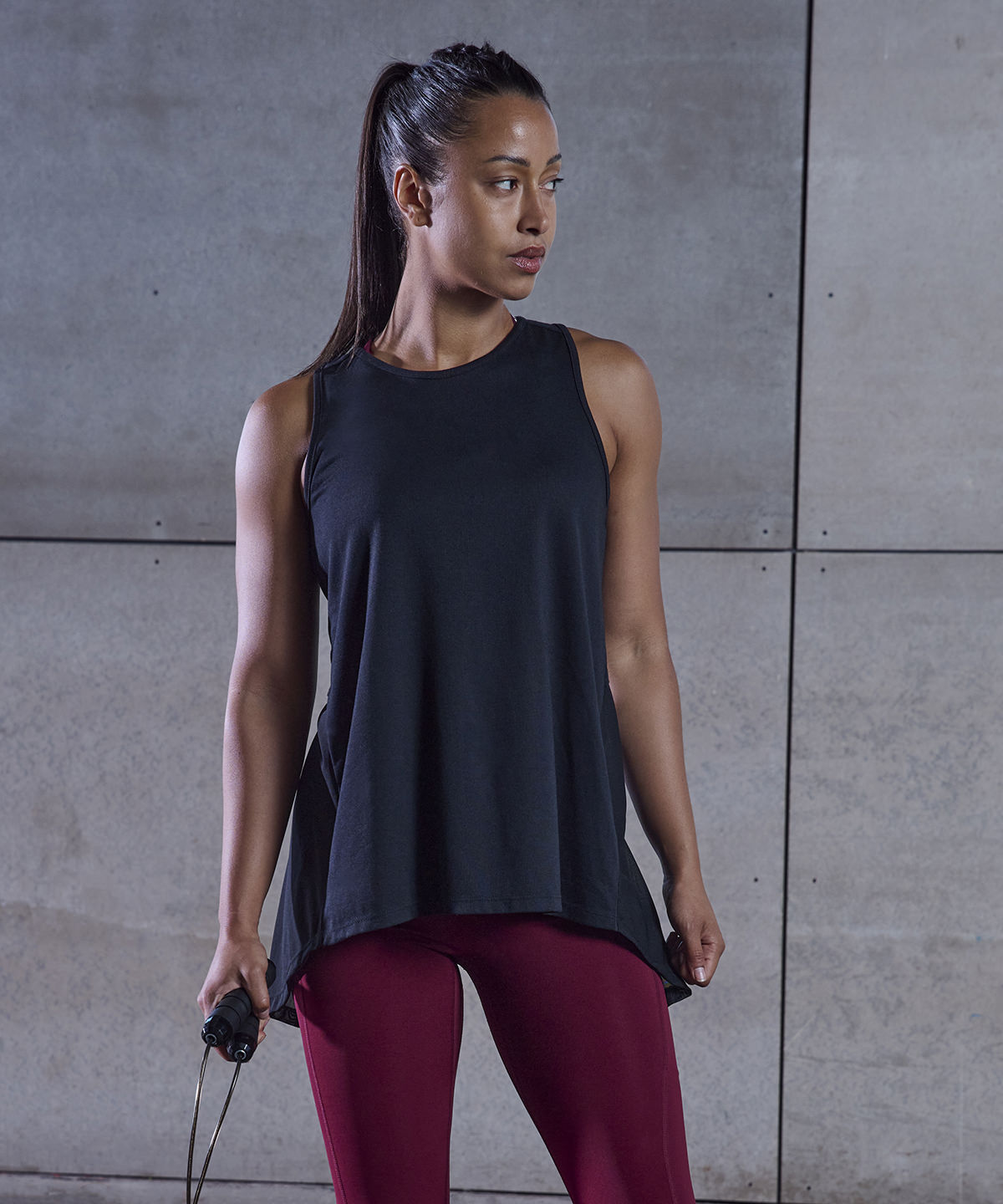 Tombo Womens Open Back Sports Vest with Split Detail