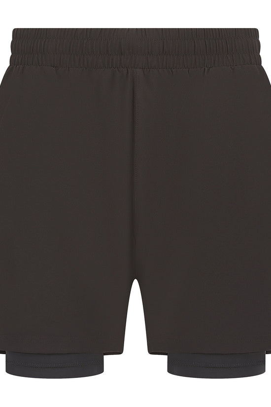 Mens DoubleLayer Sports Shorts with FourWay Stretch