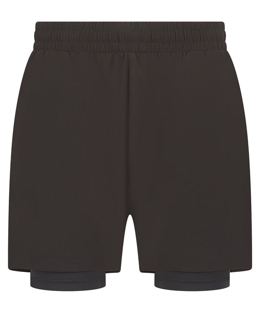 Mens DoubleLayer Sports Shorts with FourWay Stretch