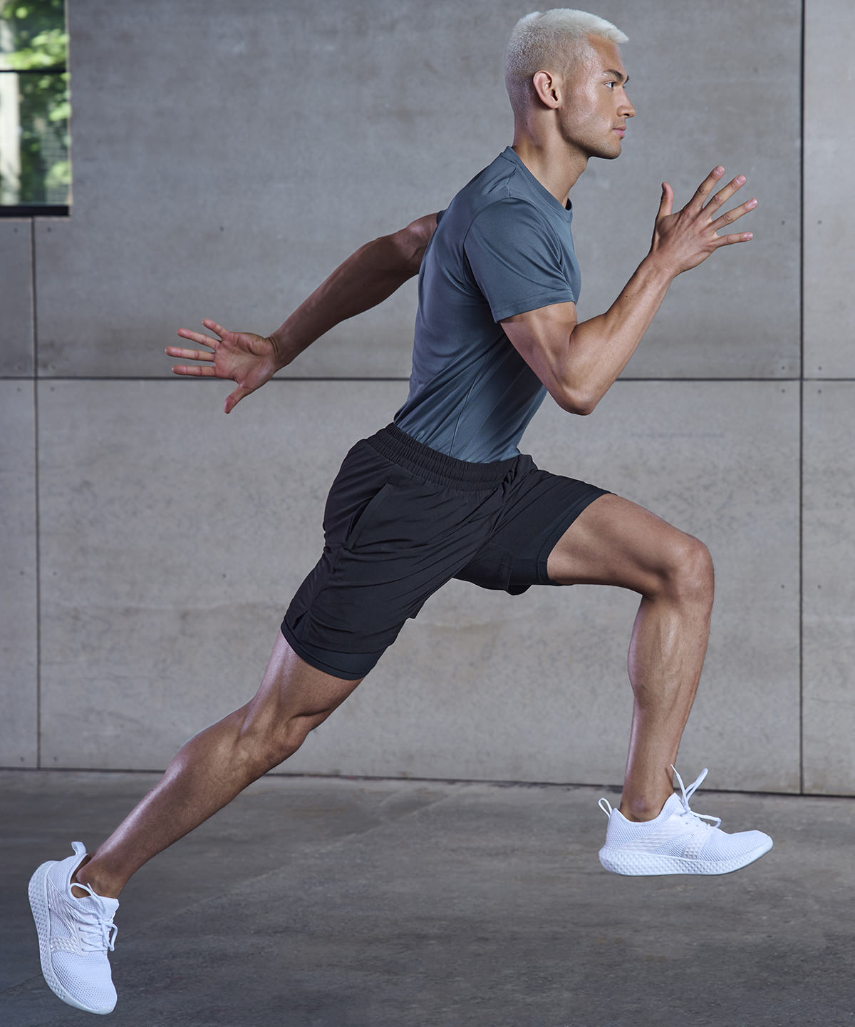 Mens DoubleLayer Sports Shorts with FourWay Stretch