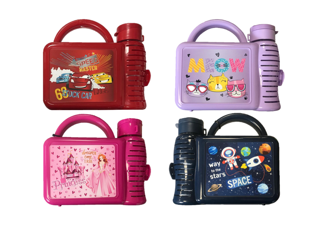 Tuffex Childrens Lunch Box with Water Bottle Durable Colorful Set