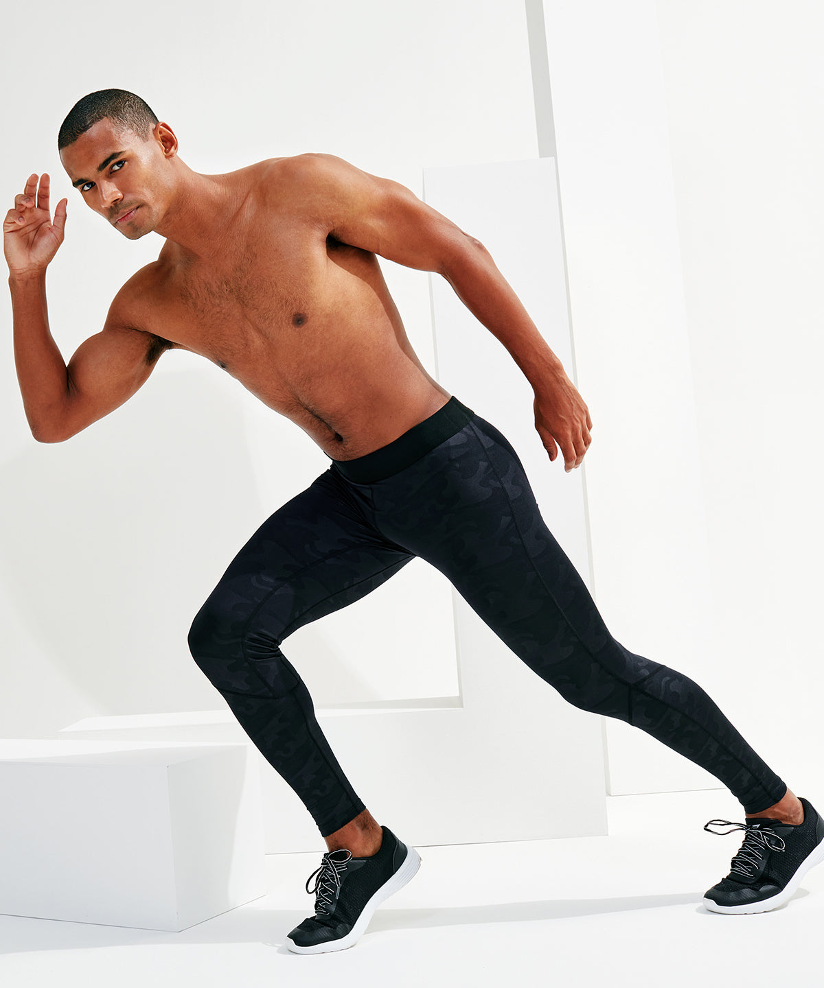 Mens Camo Training Leggings with Wide Elastic Waistband