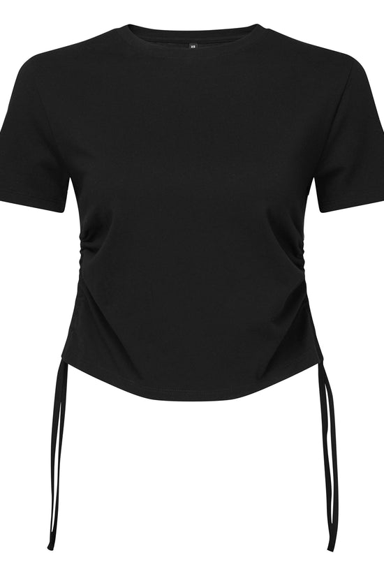 TriDri Womens Ruched Crop Top TShirt Short Sleeve Tie Fastenings