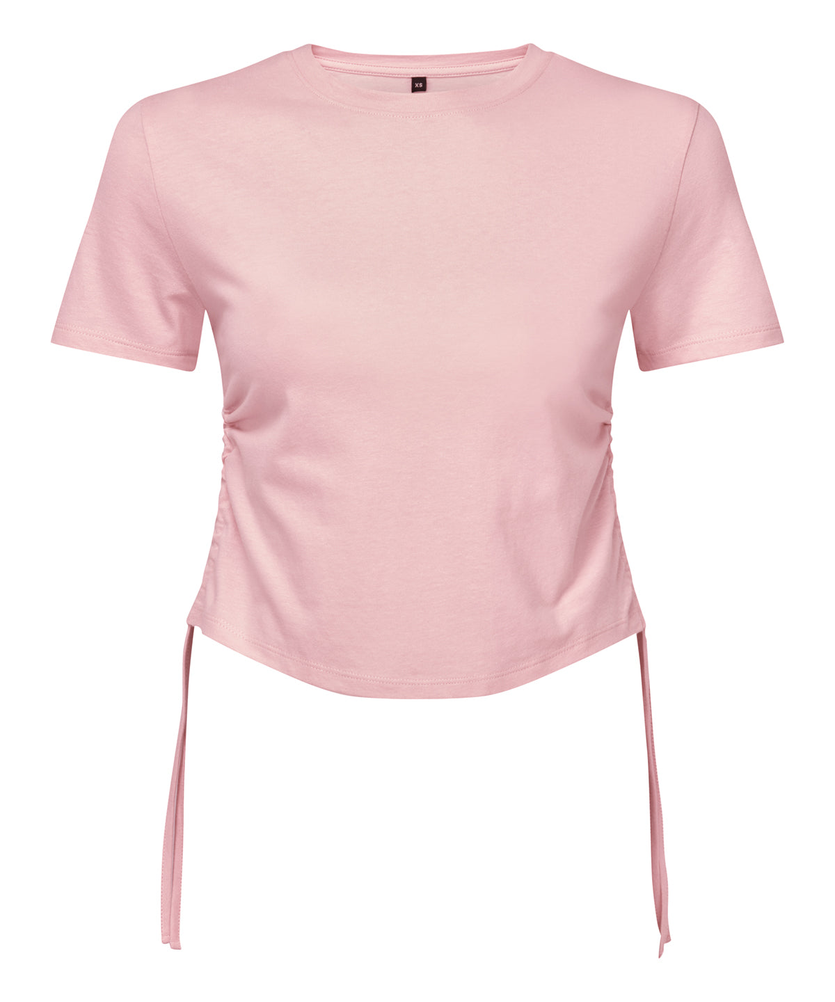 TriDri Womens Ruched Crop Top TShirt Short Sleeve Tie Fastenings