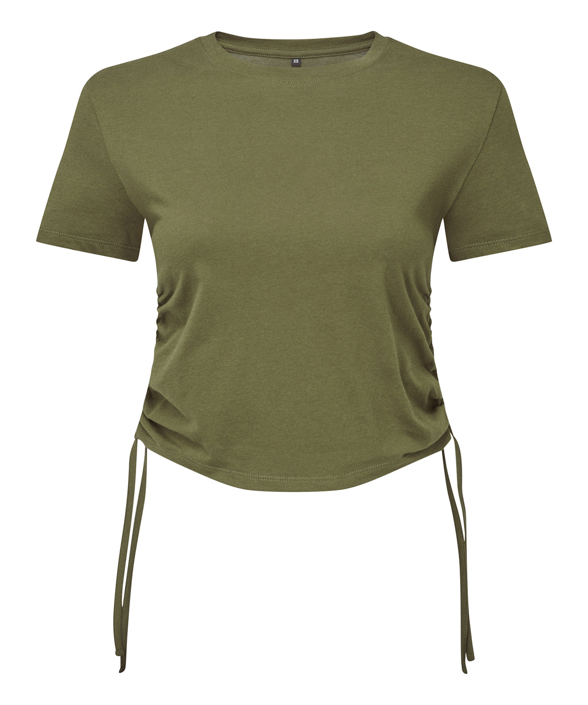 TriDri Womens Ruched Crop Top TShirt Short Sleeve Tie Fastenings