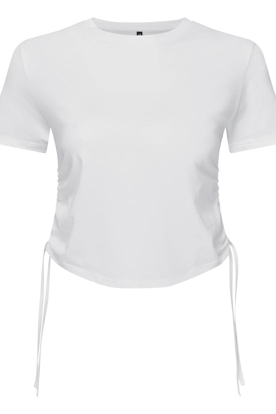 TriDri Womens Ruched Crop Top TShirt Short Sleeve Tie Fastenings