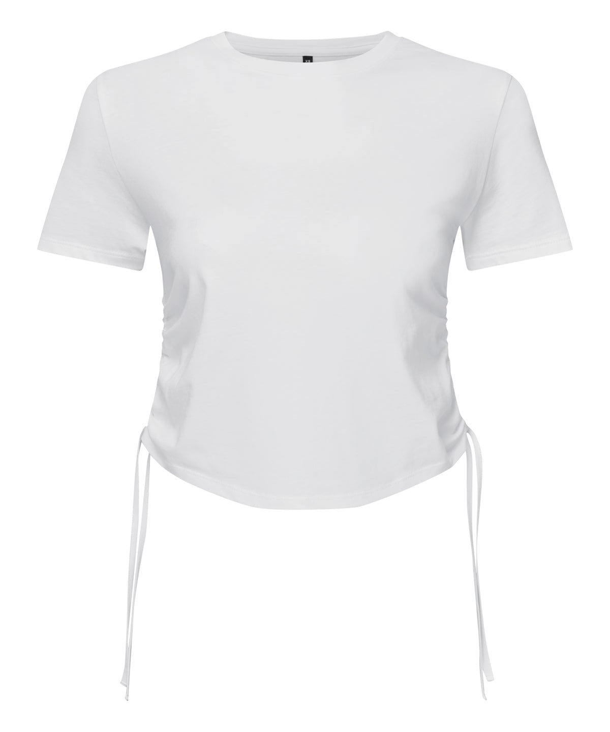 TriDri Womens Ruched Crop Top TShirt Short Sleeve Tie Fastenings