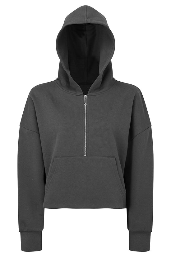 Womens Oversized 12 Zip Hoodie with Kangaroo Pockets