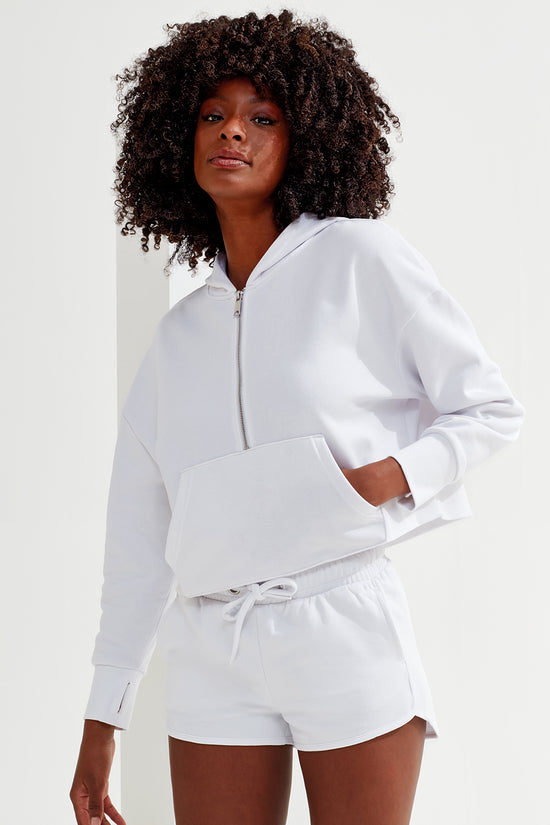 Womens Oversized 12 Zip Hoodie with Kangaroo Pockets