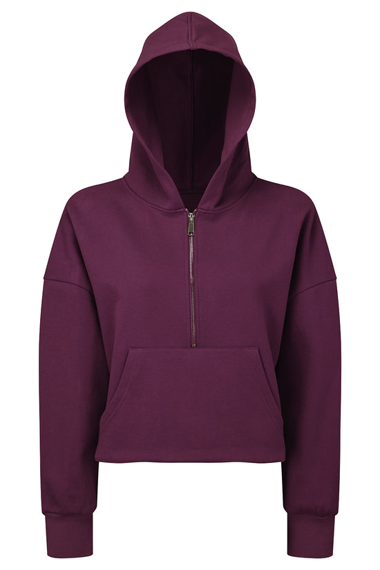 Womens Oversized 12 Zip Hoodie with Kangaroo Pockets