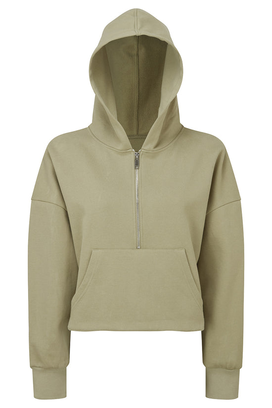 Womens Oversized 12 Zip Hoodie with Kangaroo Pockets