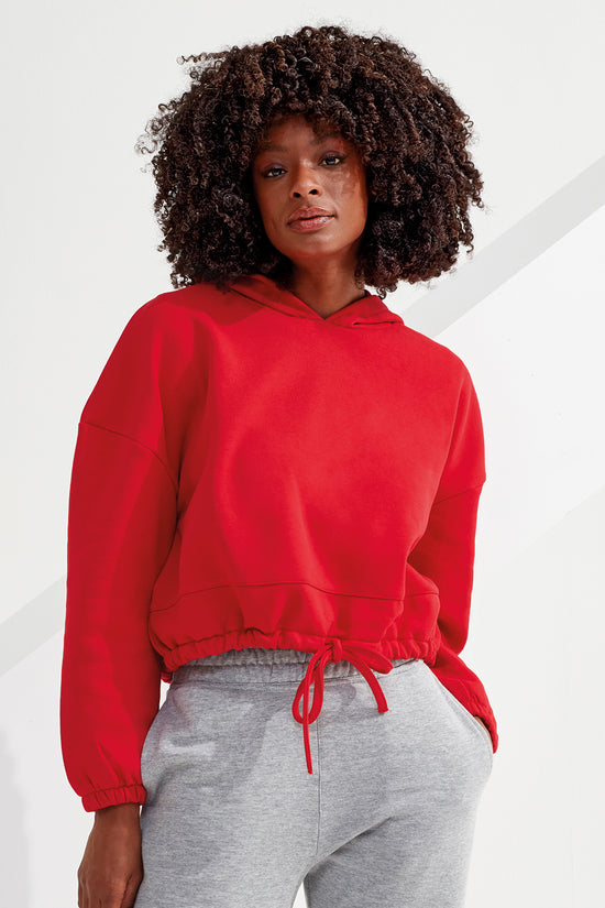TriDri Cropped Oversize Hoodie for Women Drawcord Waist