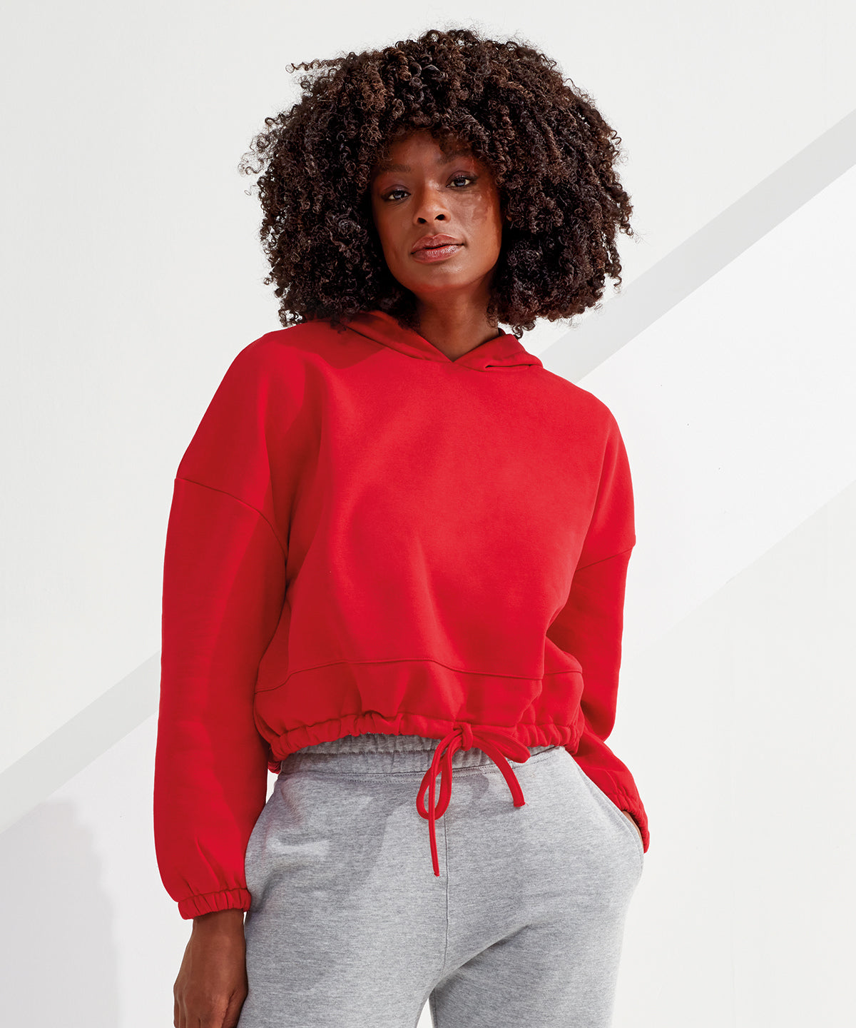 TriDri Cropped Oversize Hoodie for Women Drawcord Waist