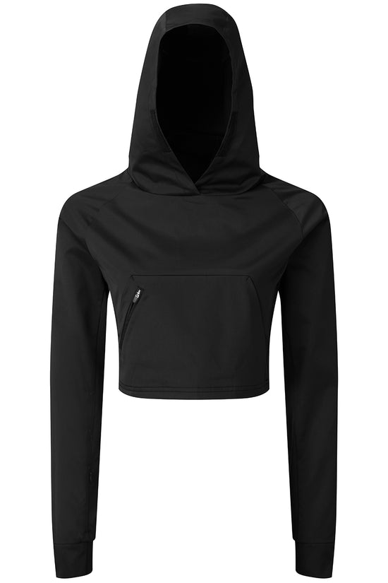Womens Cropped Hooded Workout Jacket with Kangaroo Pocket