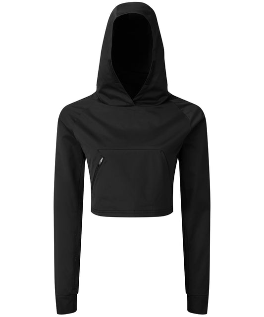 Womens Cropped Hooded Workout Jacket with Kangaroo Pocket