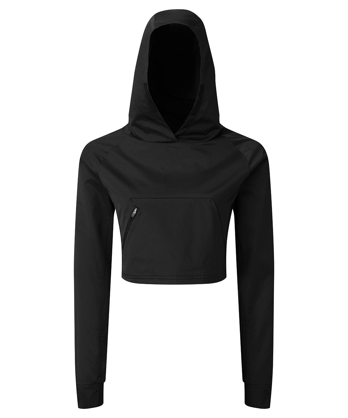 Womens Cropped Hooded Workout Jacket with Kangaroo Pocket