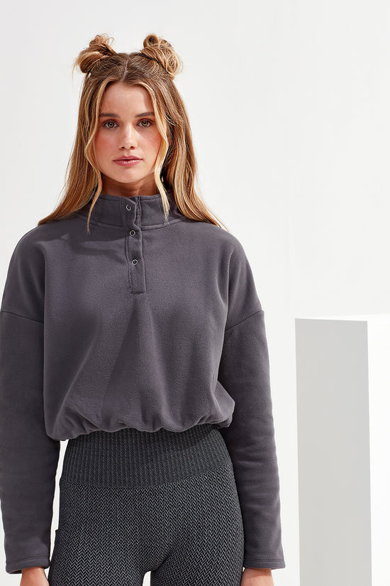TriDri Womens Cropped Fleece Sweatshirt with Popper Fastenings