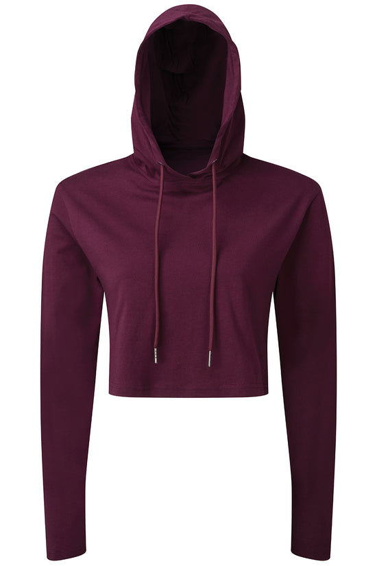 TriDri Womens Cropped Hooded Long Sleeve TShirt