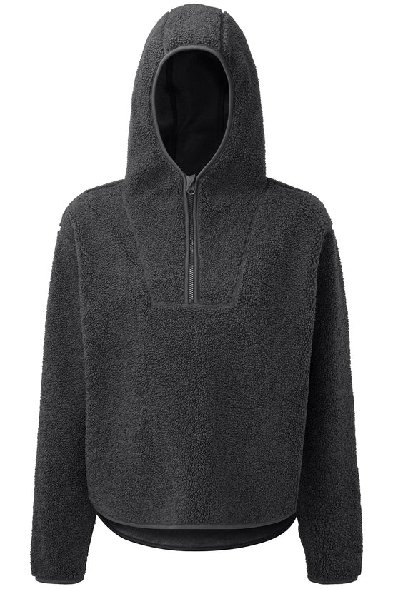 Womens Sherpa 14 Zip Hoodie with Oversized Fit Hood
