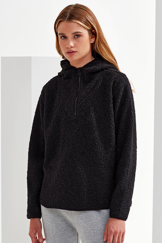 Womens Sherpa 14 Zip Hoodie with Oversized Fit Hood