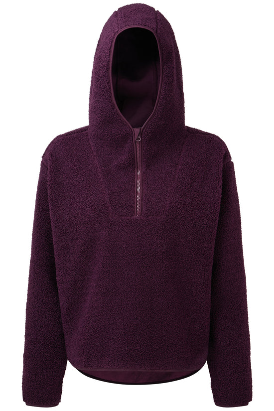 Womens Sherpa 14 Zip Hoodie with Oversized Fit Hood