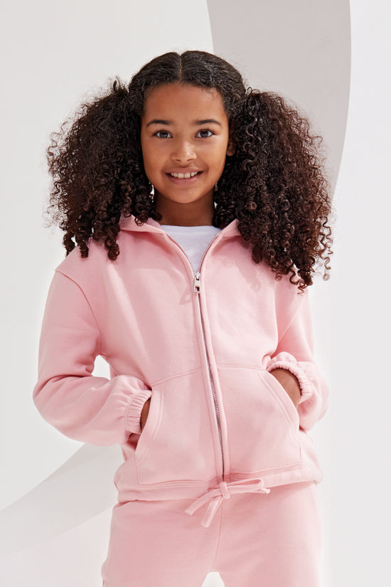 Kids Recycled Oversized Cropped FullZip Hoodie