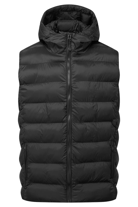 Black Solitude Recycled Hooded Bodywarmer Stylish Sustainable