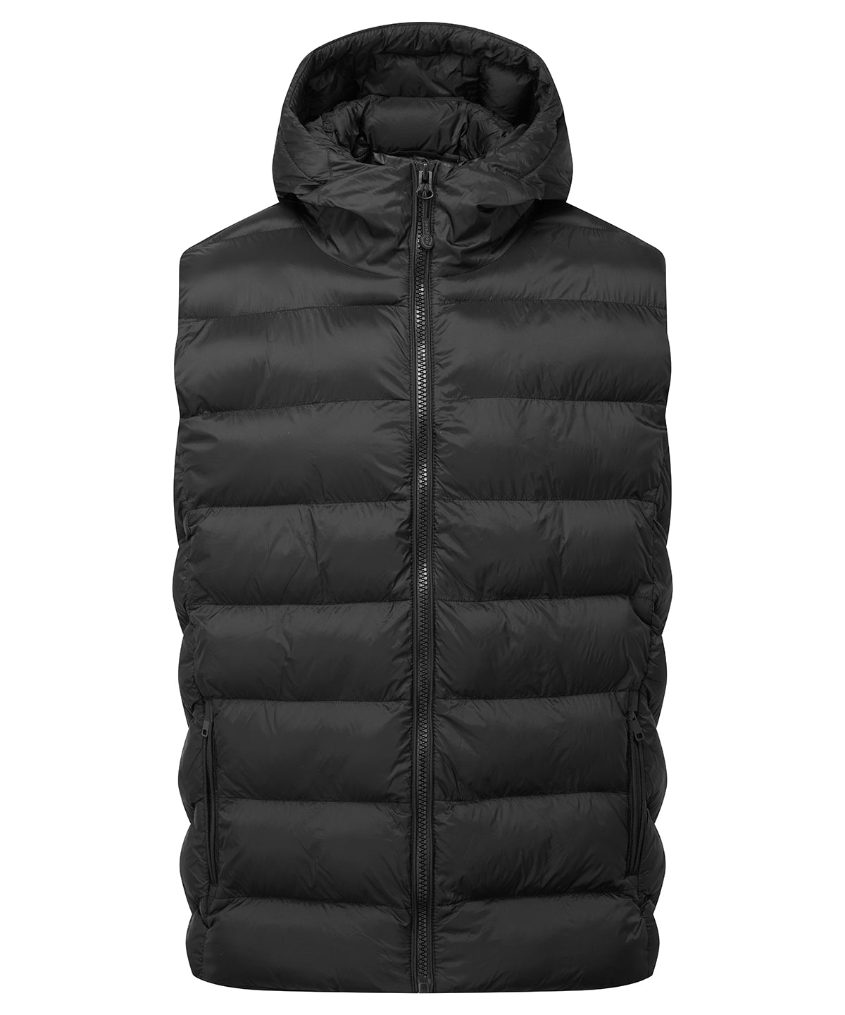Black Solitude Recycled Hooded Bodywarmer Stylish Sustainable