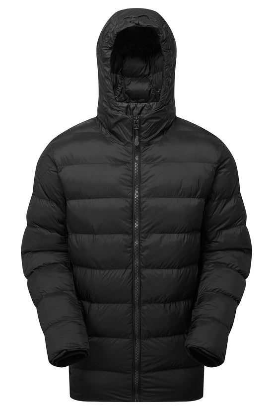 Black Solitude Recycled Hooded Jacket EcoFriendly Padded Outerwear