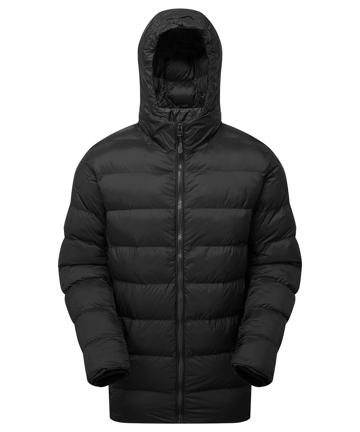 Black Solitude Recycled Hooded Jacket EcoFriendly Padded Outerwear