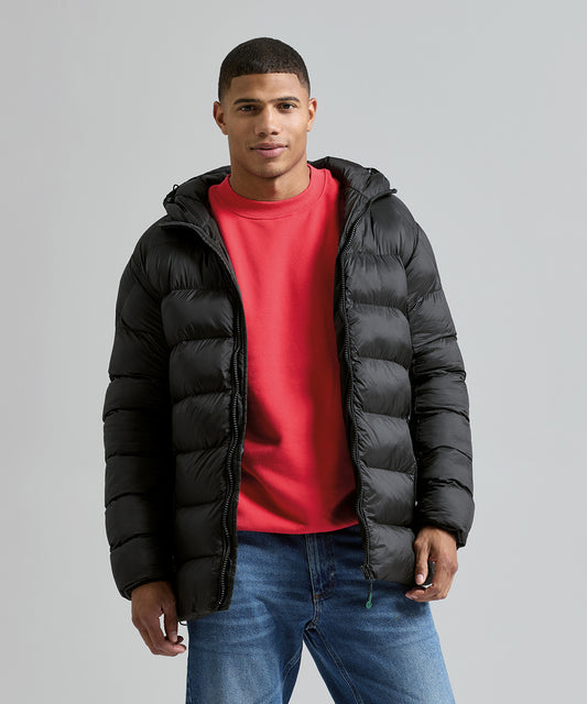 Black Solitude Recycled Hooded Jacket EcoFriendly Padded Outerwear