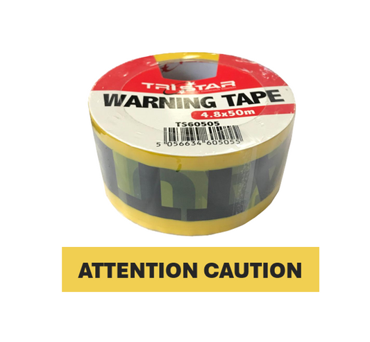 Yellow Caution Warning Tape 48mm x 50 Metre Safety Barrier for Construction