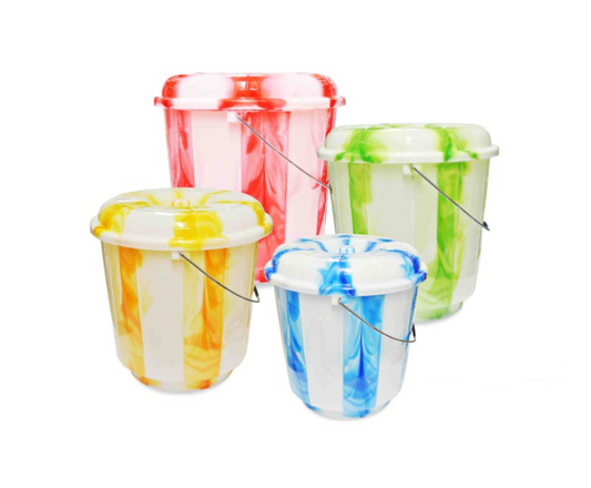 11 Litre Tie Dye Plastic Bucket with Lid Assorted Colors