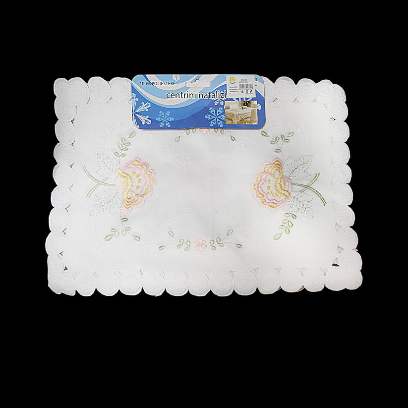 Elegant White Floral Table Cloth Placemat 43 x 28cm