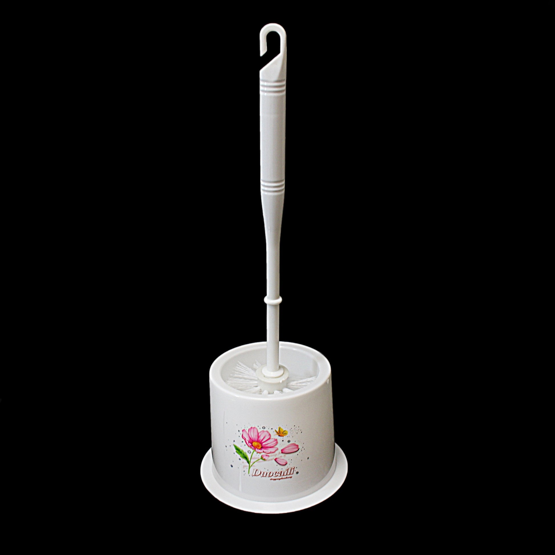 Floral Bathroom Plastic Toilet Brush and Holder Set