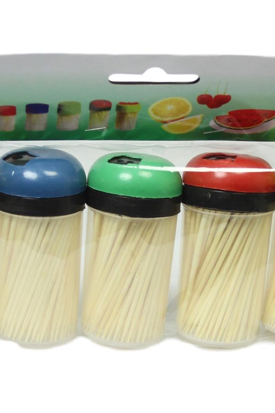 Colorful Plastic Toothpick Holder Set with 5 Assorted Toothpicks