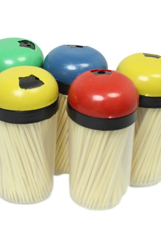Colorful Plastic Toothpick Holder Set with 5 Assorted Toothpicks