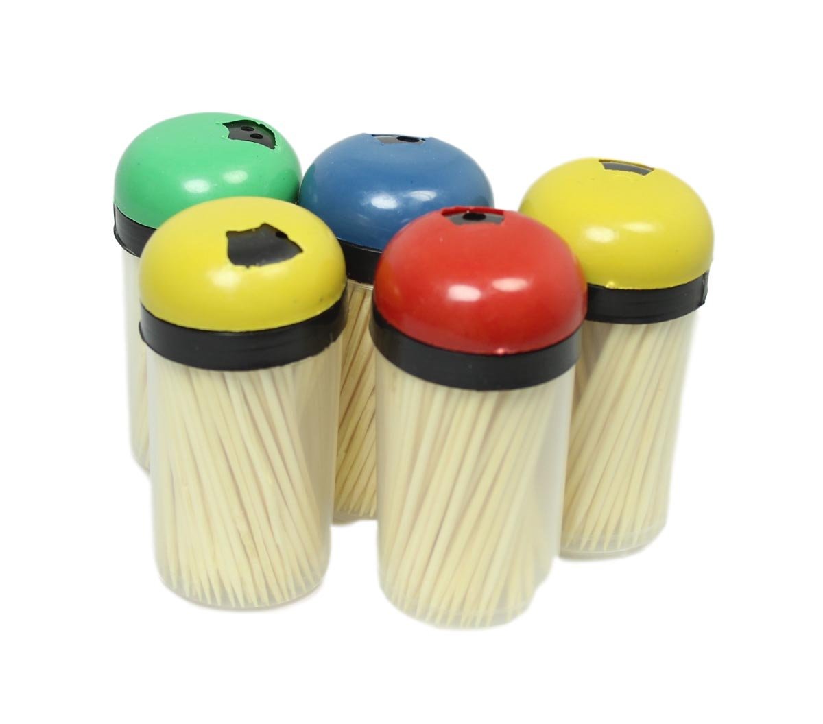 Colorful Plastic Toothpick Holder Set with 5 Assorted Toothpicks