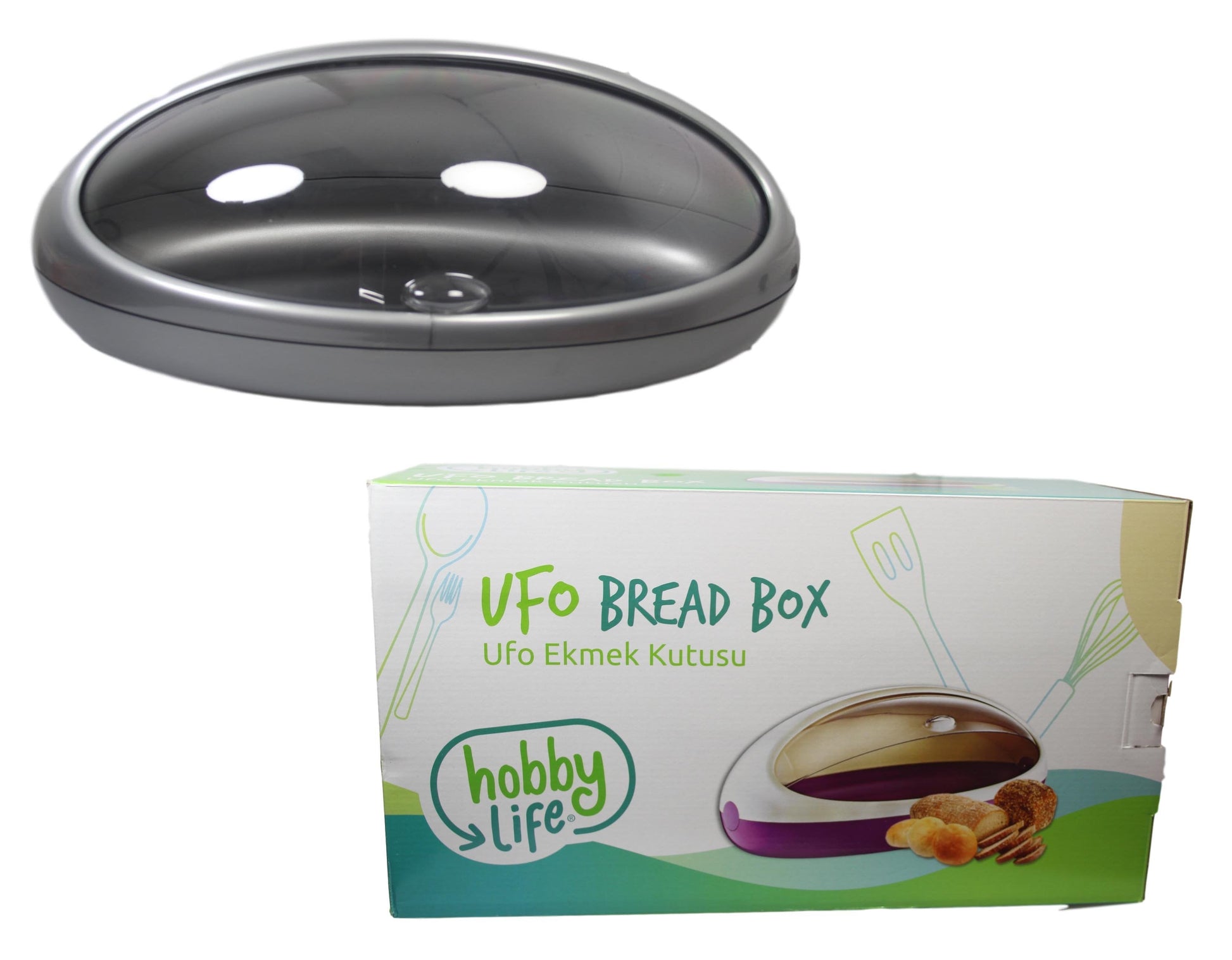 SpaceSaving Plastic UFO Bread Storage Box Bin 39 x 25 cm