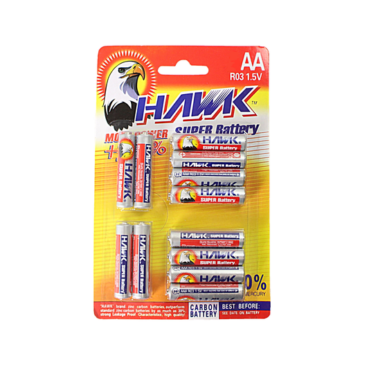 12 Pack Hawk Super Battery AA 15V Carbon Batteries for Office Supplies